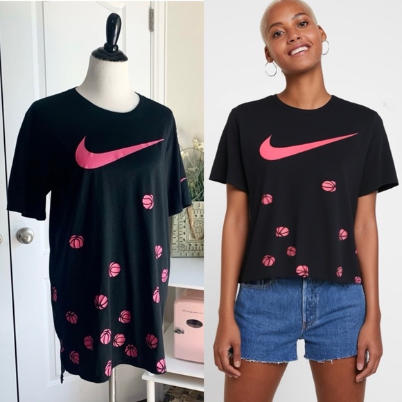 Nike Pink Basketball and Swoosh Long Tunic Tee - Picture 1 of 13